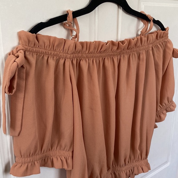 ❤️🔥5/20$ ACTIVE USA💫Women’s Summer☀️Sexy Tan Short Sleeve Bow Cropped Top - Picture 5 of 8